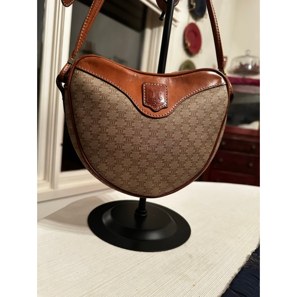 Celine Brown Beige Monogram Macadam Heart-Shaped Shoulder Bag - Picture 2 of 16